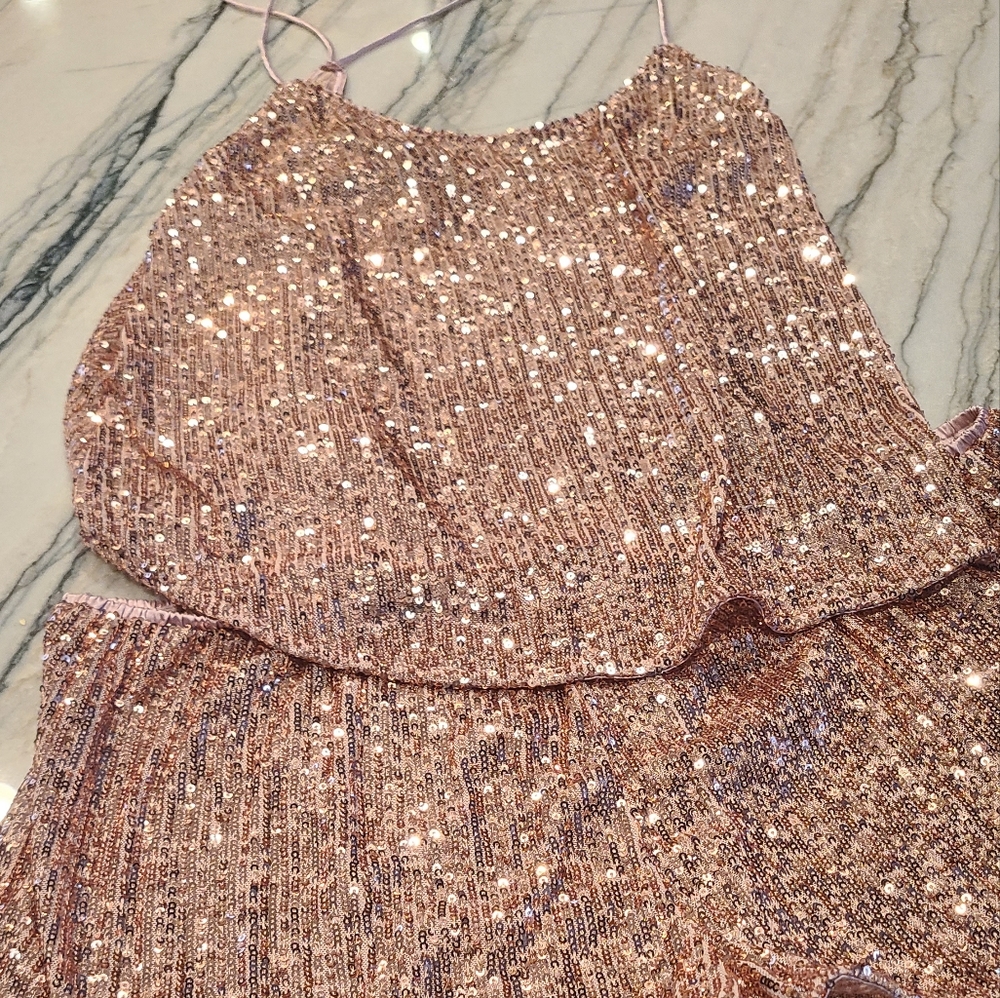 Pink Sequin Lingerie, Size XL